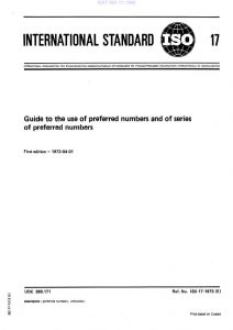 cover international standard ISO 17 preferred numbers