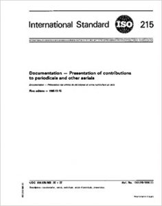 Cover Dokumen Standar ISO 215:1986 Documentation - Presentation of contributions to periodicals and other serials