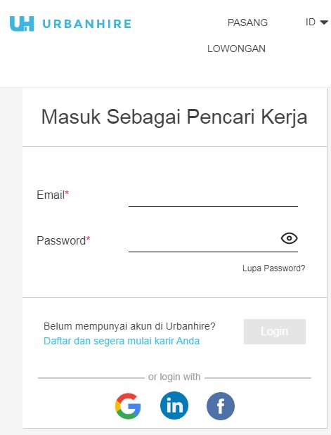 halaman pendaftaran kompaskarier.com melalui urbanhire.com
