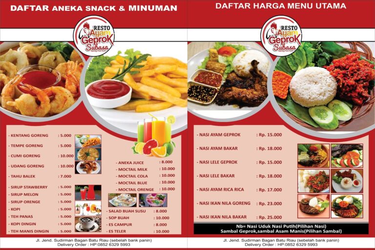 Jenis Menu Di Restoran